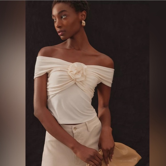 Reformation Emerald Knit Top in Horchata, LARGE 1402 - Picture 2 of 9